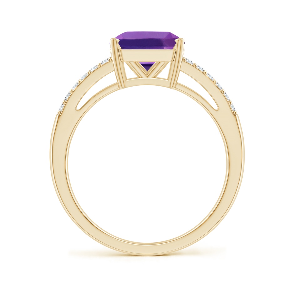 8mm AAAA Solitaire Emerald-Cut Amethyst Split Shank Ring in Yellow Gold side 199