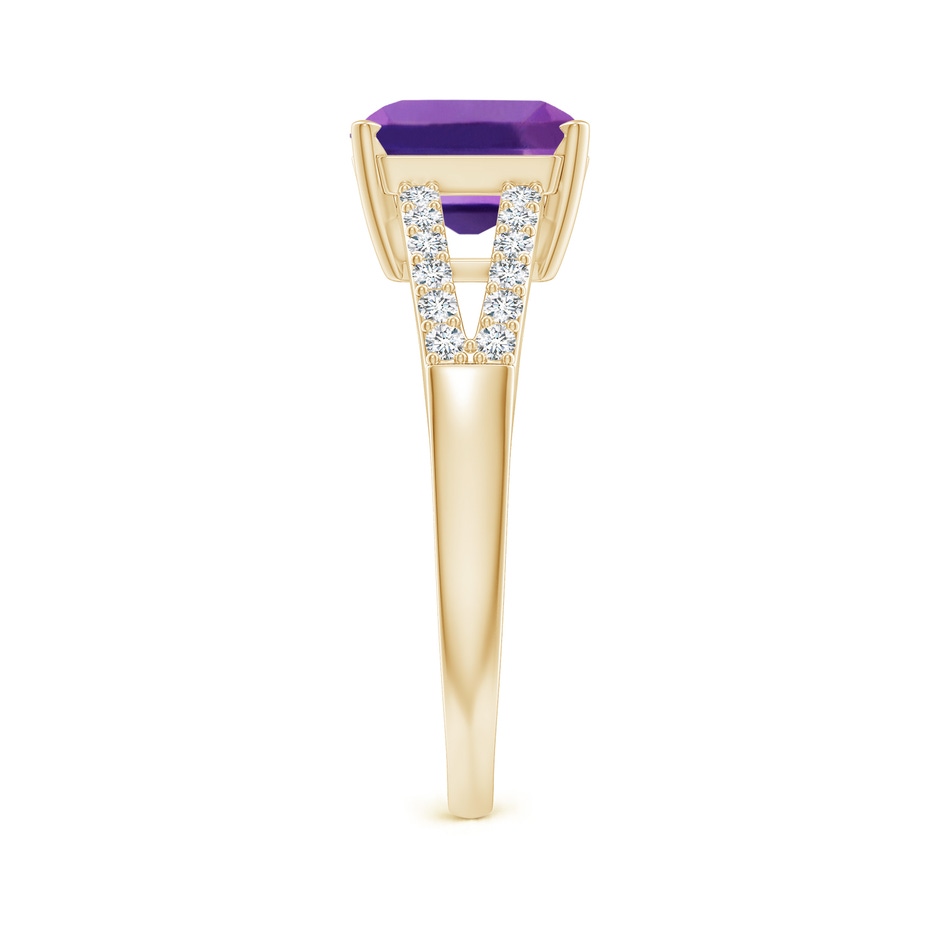 8mm AAAA Solitaire Emerald-Cut Amethyst Split Shank Ring in Yellow Gold side 299
