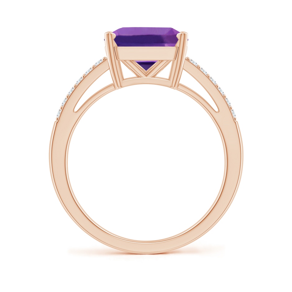 9mm AAAA Solitaire Emerald-Cut Amethyst Split Shank Ring in 18K Rose Gold side 199