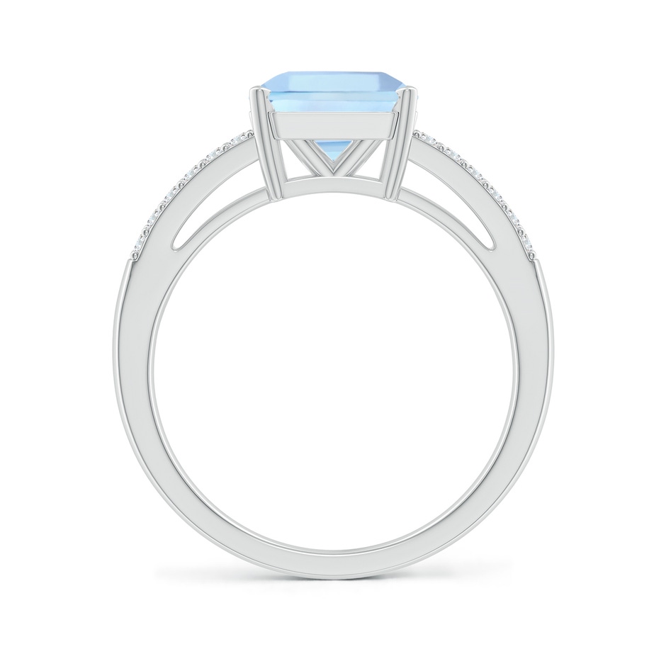 8mm AAA Solitaire Emerald-Cut Aquamarine Split Shank Ring in White Gold side-1