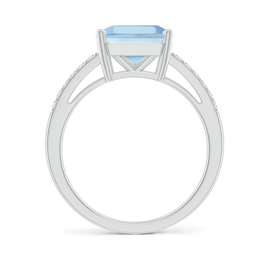 9mm AAAA Solitaire Emerald-Cut Aquamarine Split Shank Ring in White Gold side-1