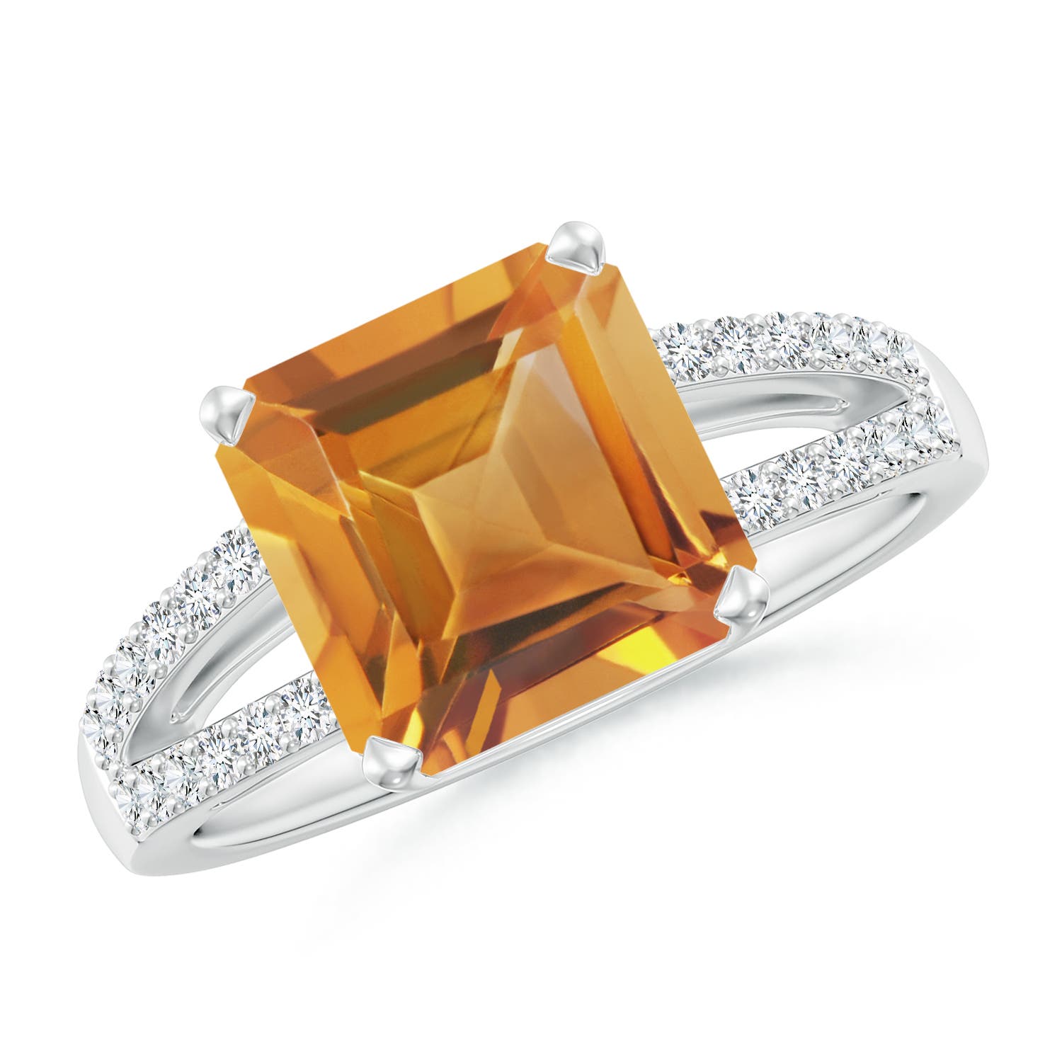 AA - Citrine / 3.49 CT / 14 KT White Gold