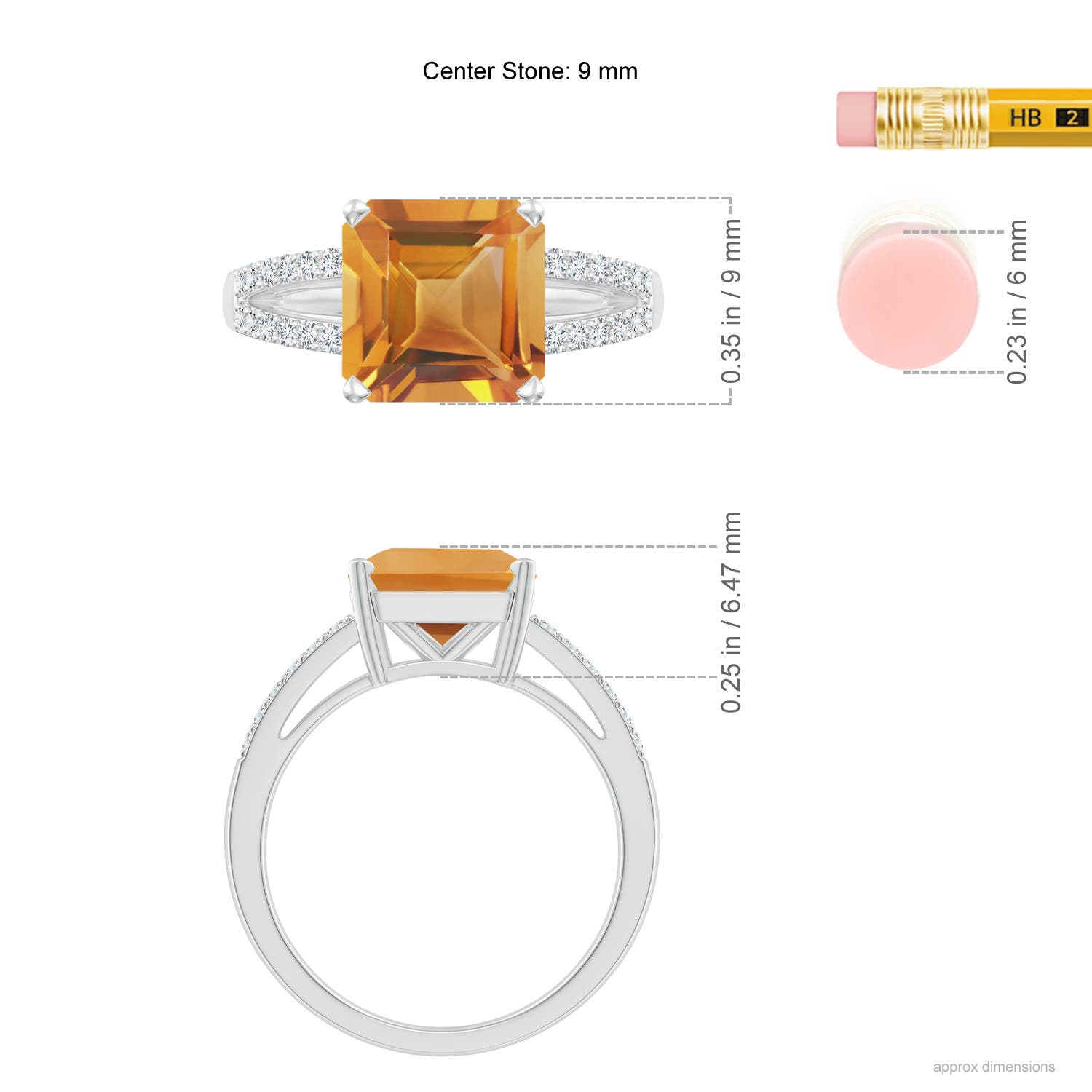 AA - Citrine / 3.49 CT / 14 KT White Gold