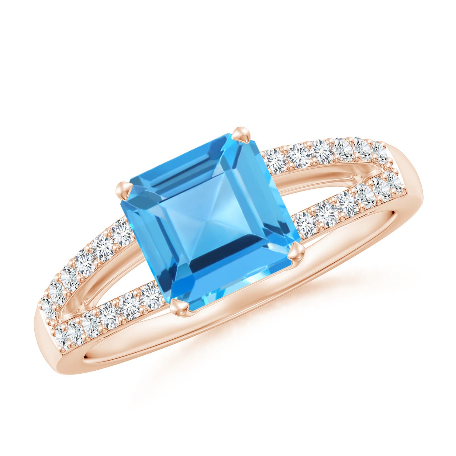 AAA - Swiss Blue Topaz / 2.34 CT / 14 KT Rose Gold