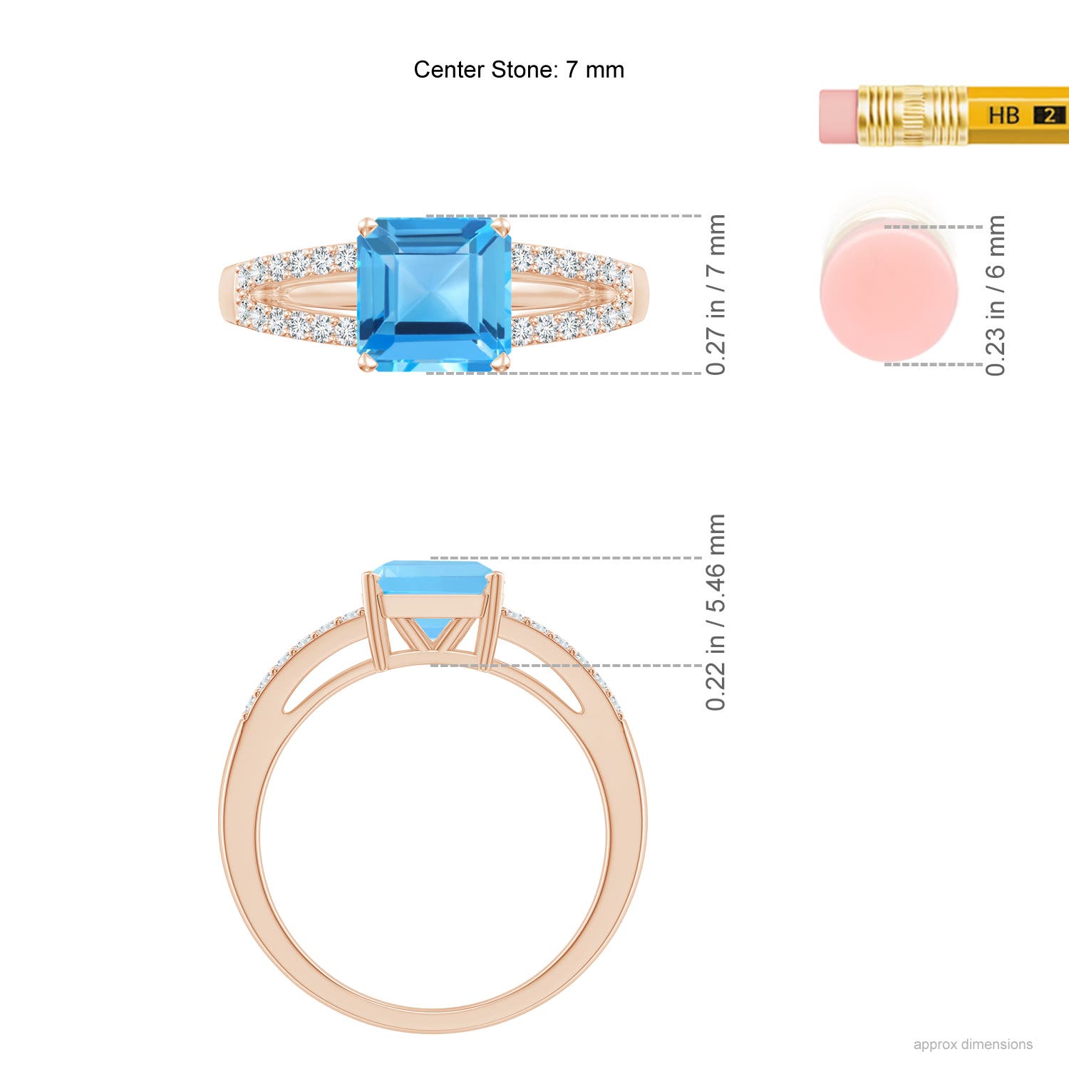 AAA - Swiss Blue Topaz / 2.34 CT / 14 KT Rose Gold