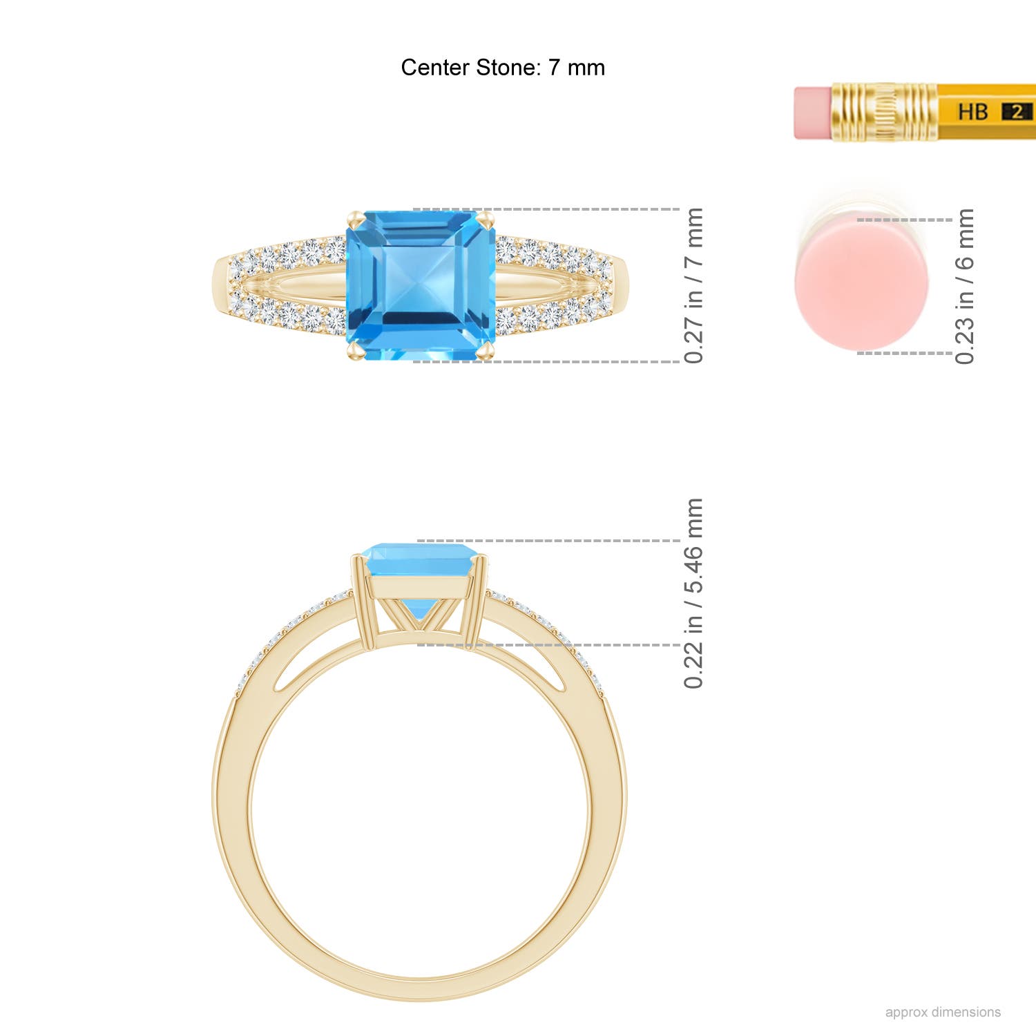 AAA - Swiss Blue Topaz / 2.34 CT / 14 KT Yellow Gold