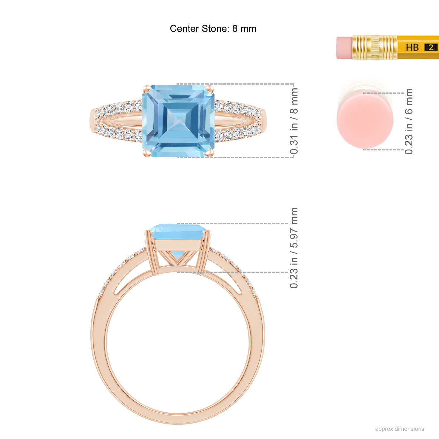 A - Swiss Blue Topaz / 3.24 CT / 14 KT Rose Gold