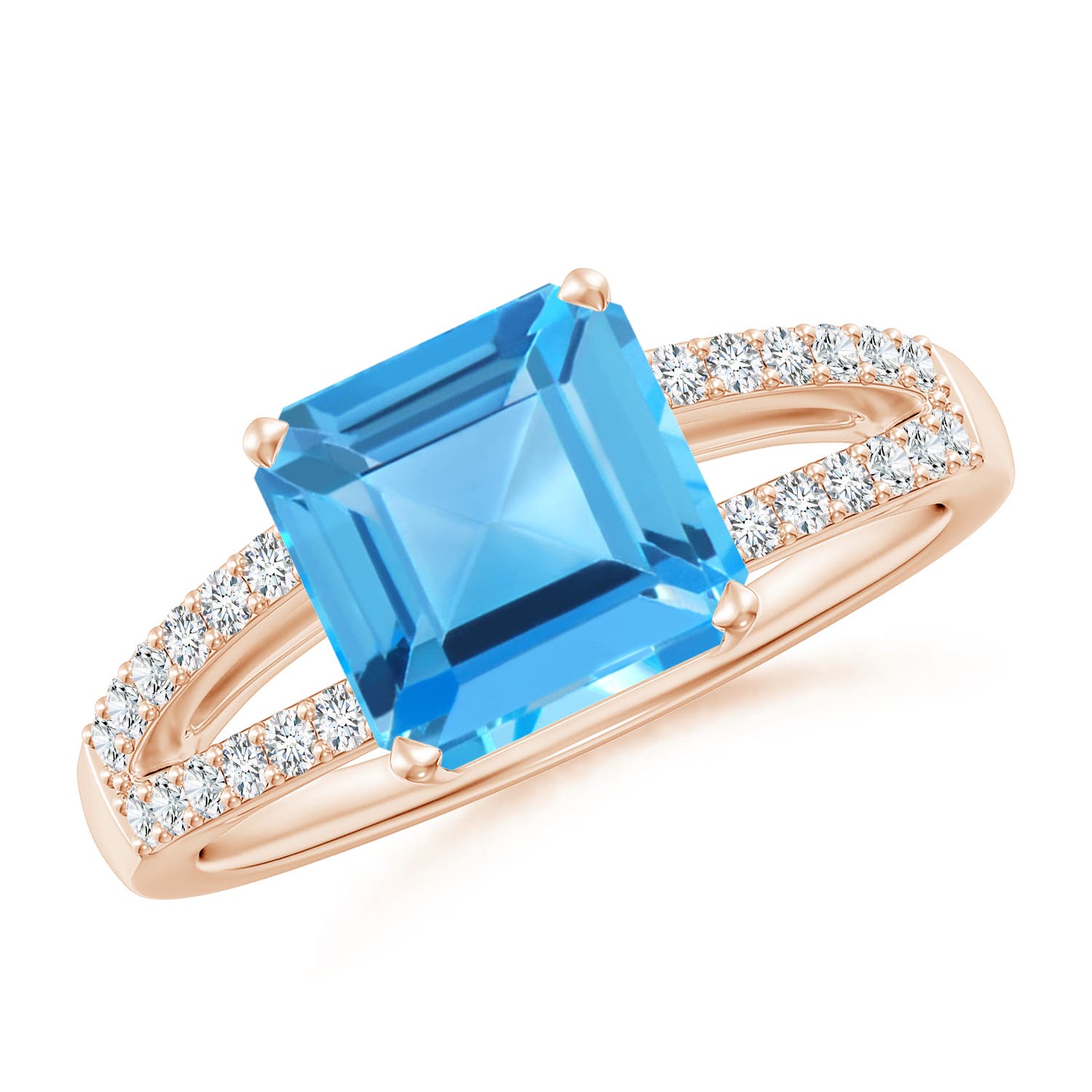 AAA - Swiss Blue Topaz / 3.24 CT / 14 KT Rose Gold