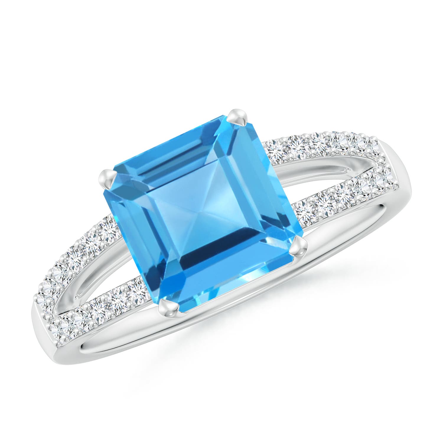 AAA - Swiss Blue Topaz / 3.24 CT / 14 KT White Gold