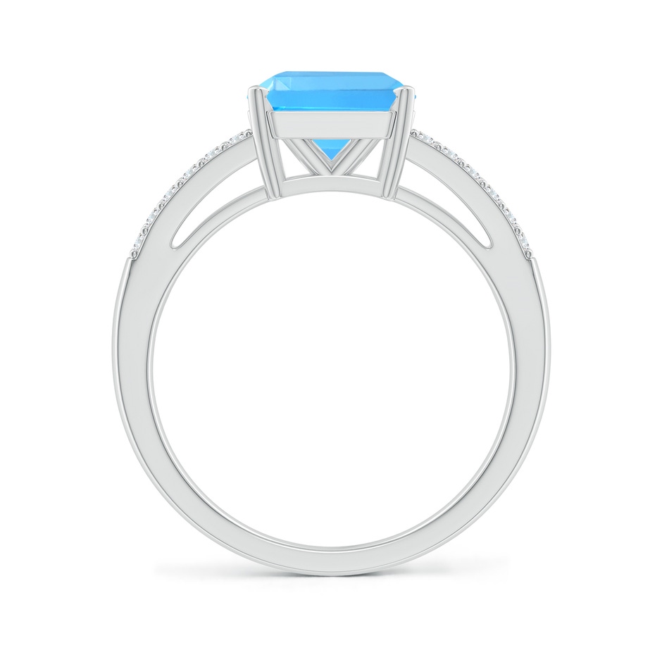 8mm AAAA Solitaire Emerald-Cut Swiss Blue Topaz Split Shank Ring in P950 Platinum Product Image