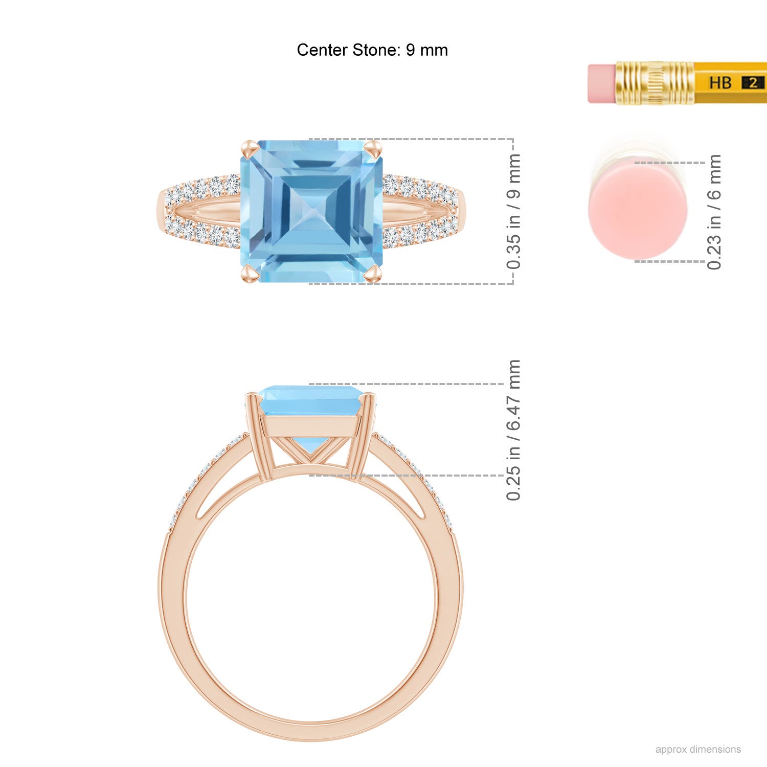 A - Swiss Blue Topaz / 4.74 CT / 14 KT Rose Gold