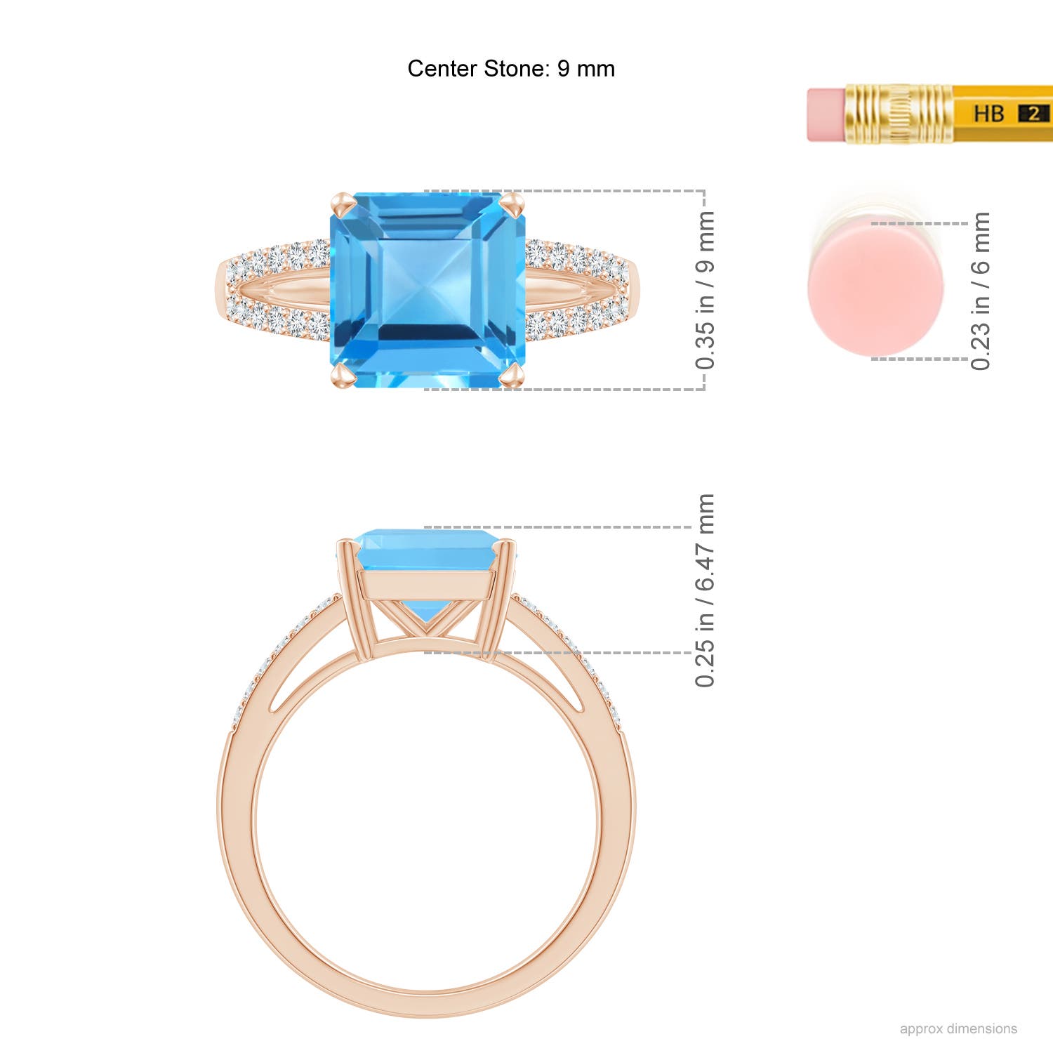 AAA - Swiss Blue Topaz / 4.74 CT / 14 KT Rose Gold