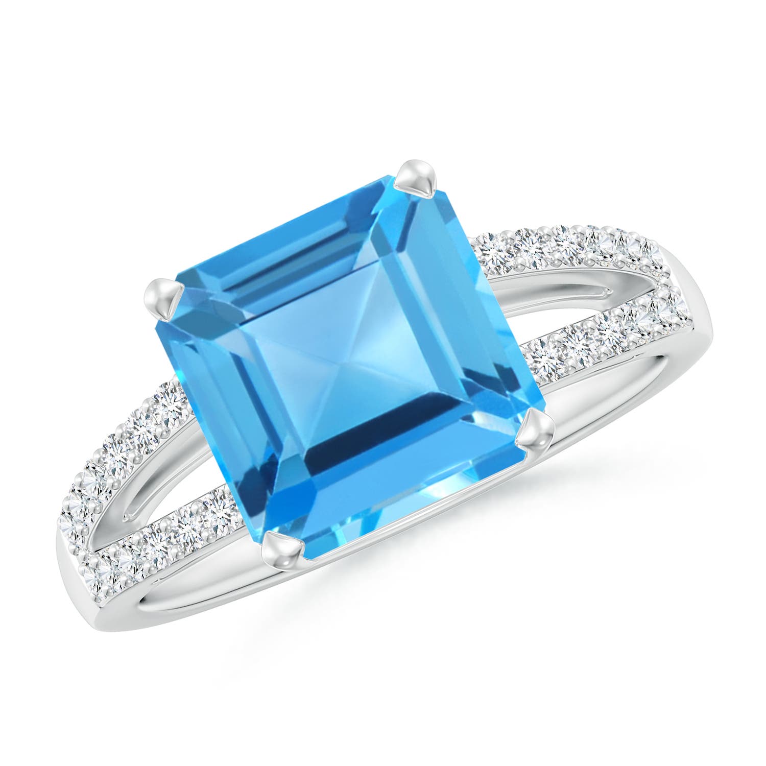 AAA - Swiss Blue Topaz / 4.74 CT / 14 KT White Gold