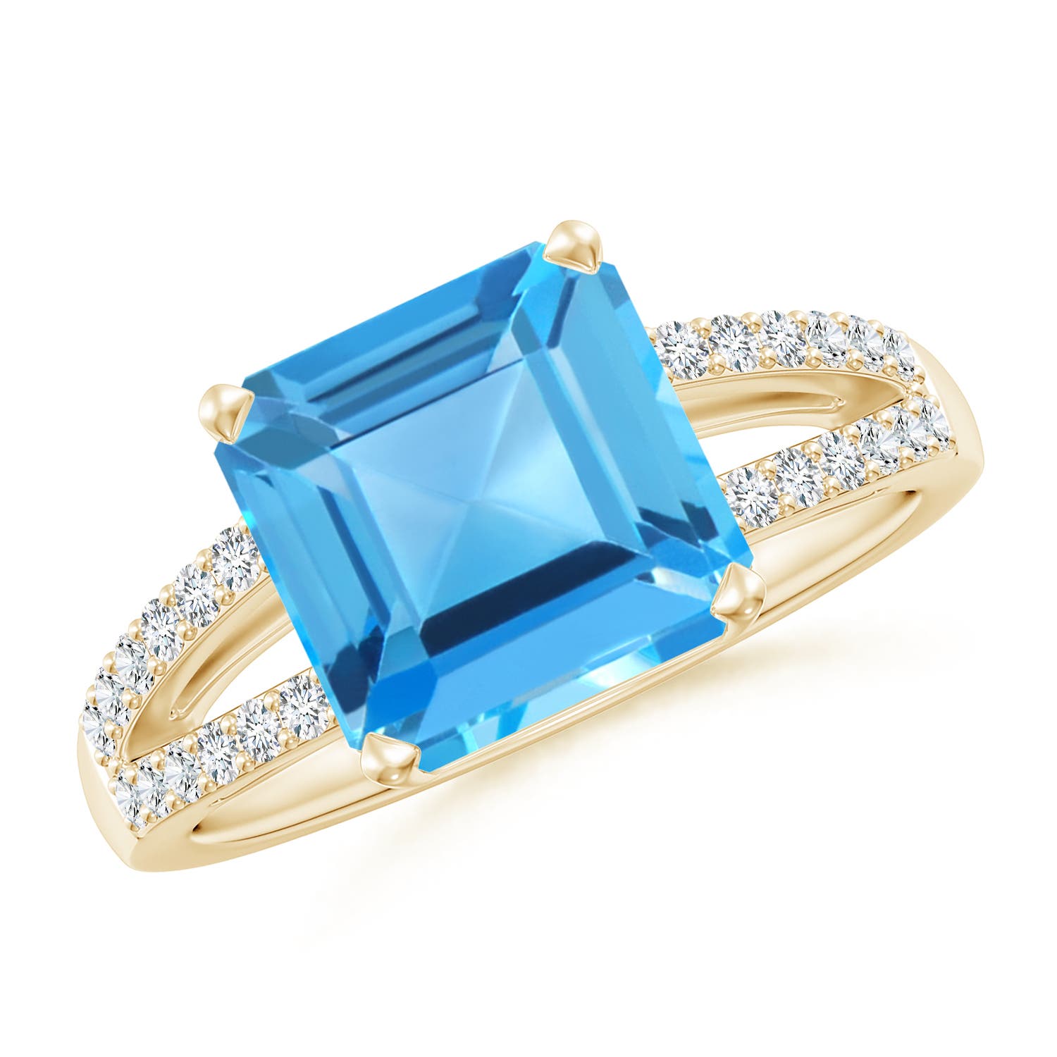 AAA - Swiss Blue Topaz / 4.74 CT / 14 KT Yellow Gold