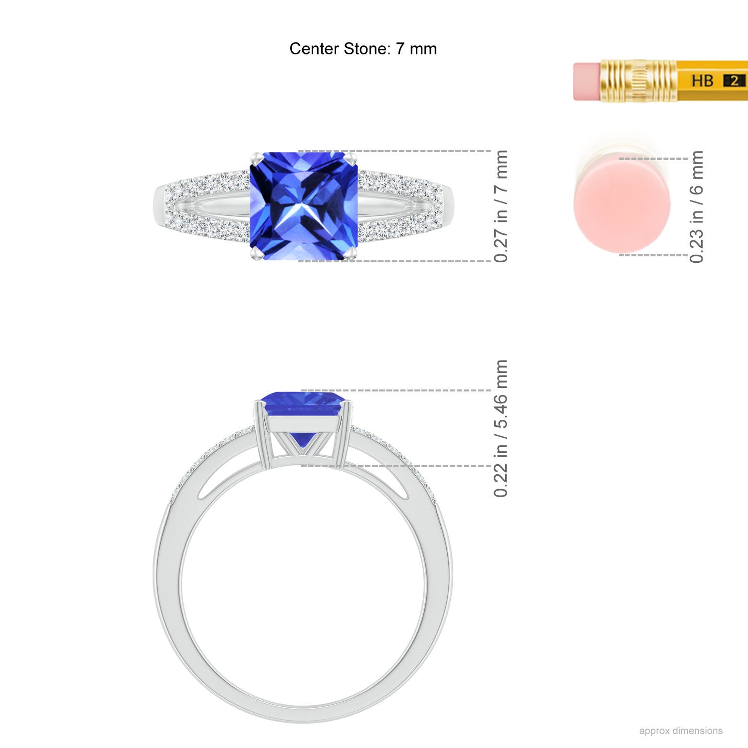 AAA - Tanzanite / 1.74 CT / 14 KT White Gold