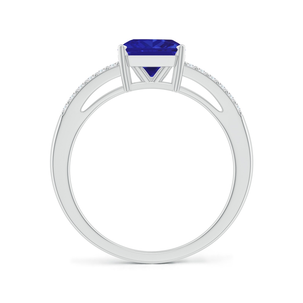 7mm AAAA Solitaire Emerald-Cut Tanzanite Split Shank Ring in P950 Platinum Side-1