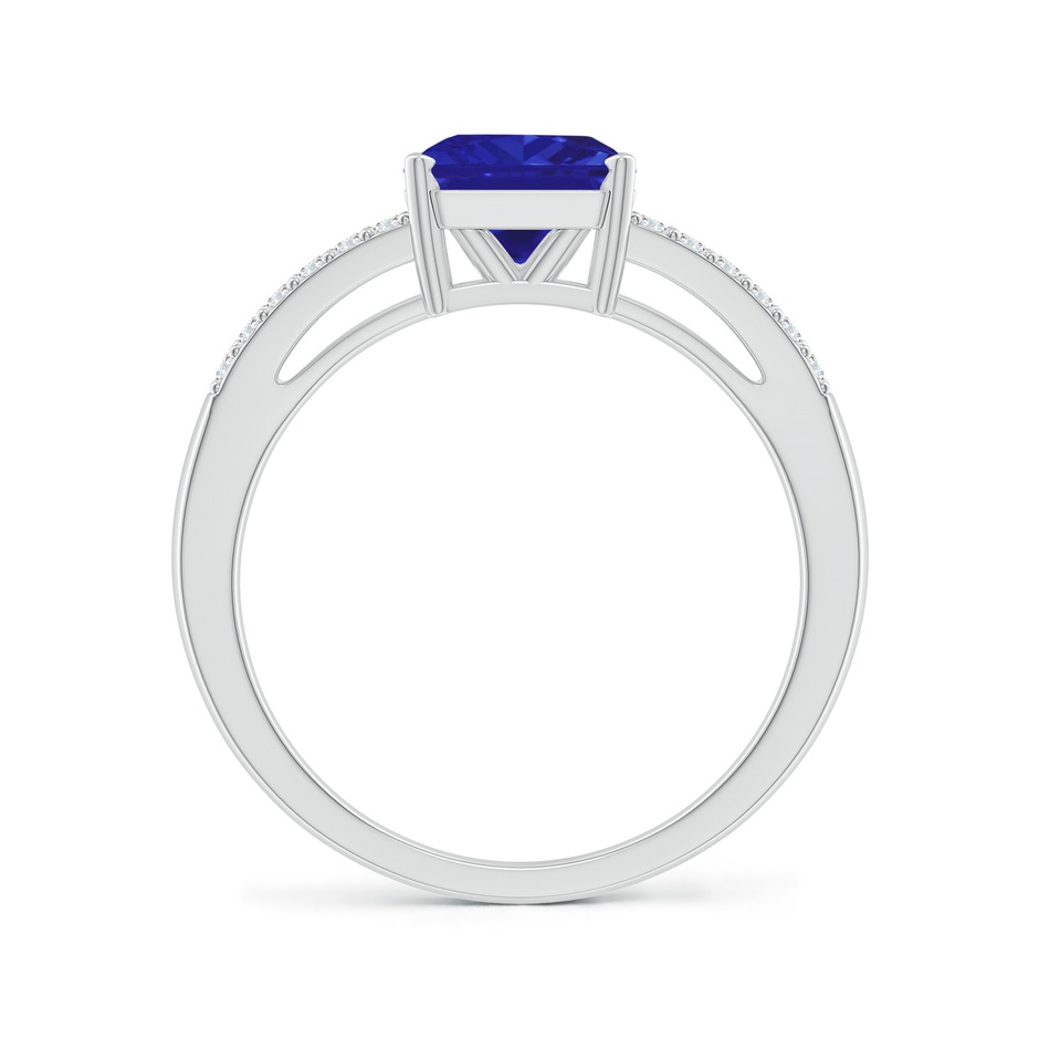 7mm AAAA Solitaire Emerald-Cut Tanzanite Split Shank Ring in P950 Platinum side-1