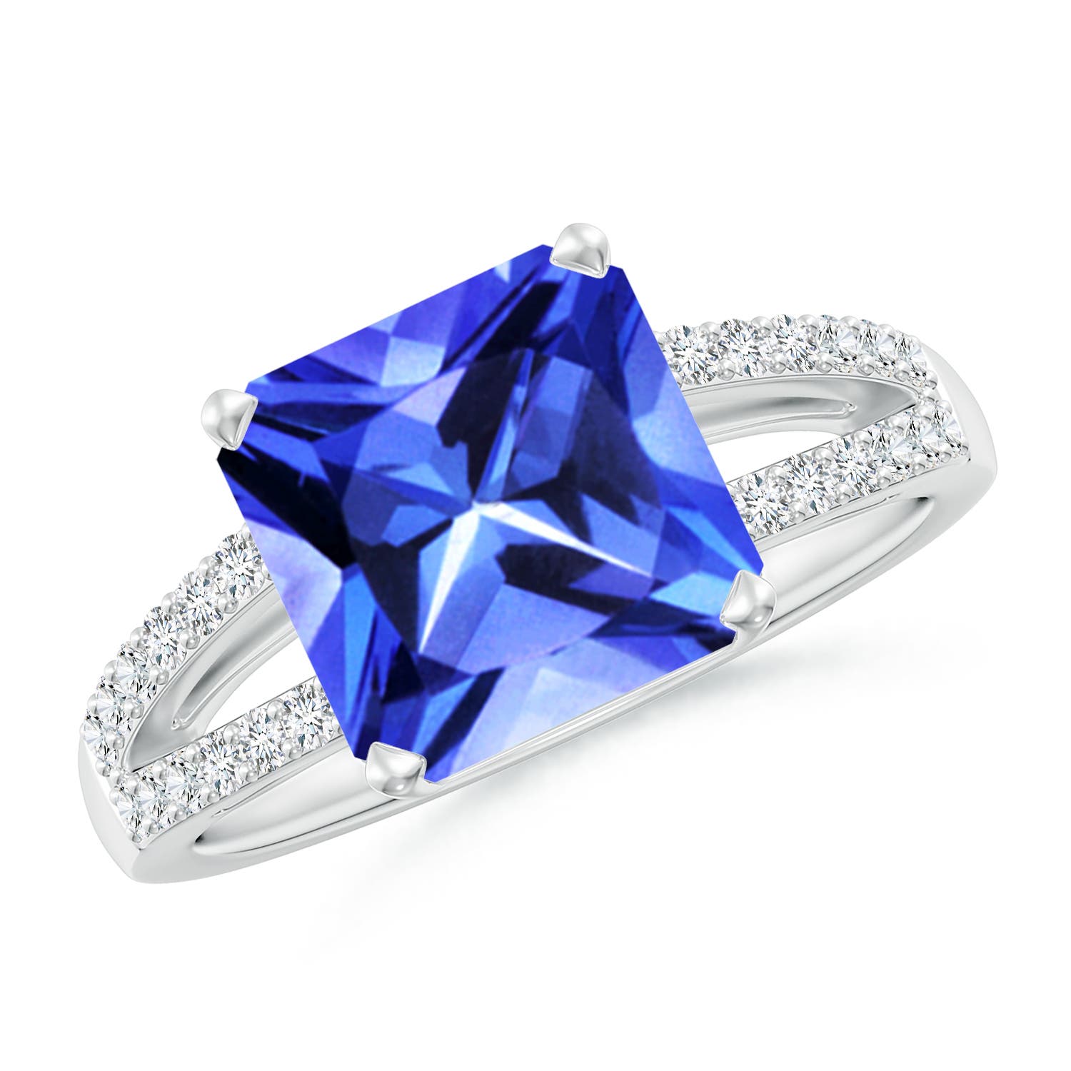 AAA - Tanzanite / 3.49 CT / 14 KT White Gold