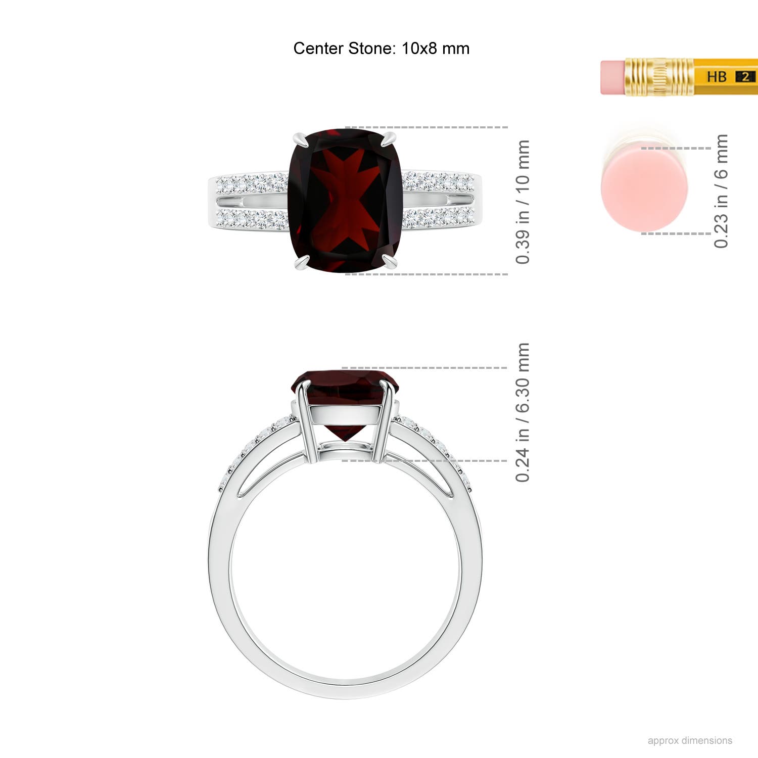 A - Garnet / 3.55 CT / 14 KT White Gold