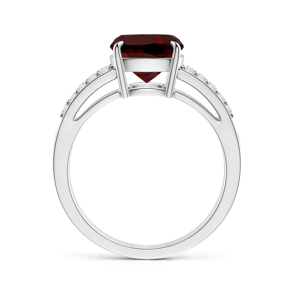 10x8mm AAA Cushion Garnet Split Shank Ring with Diamond Accents in White Gold Product Image