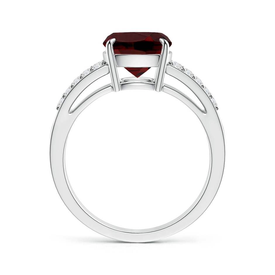 10x8mm AAA Cushion Garnet Split Shank Ring with Diamond Accents in White Gold product image