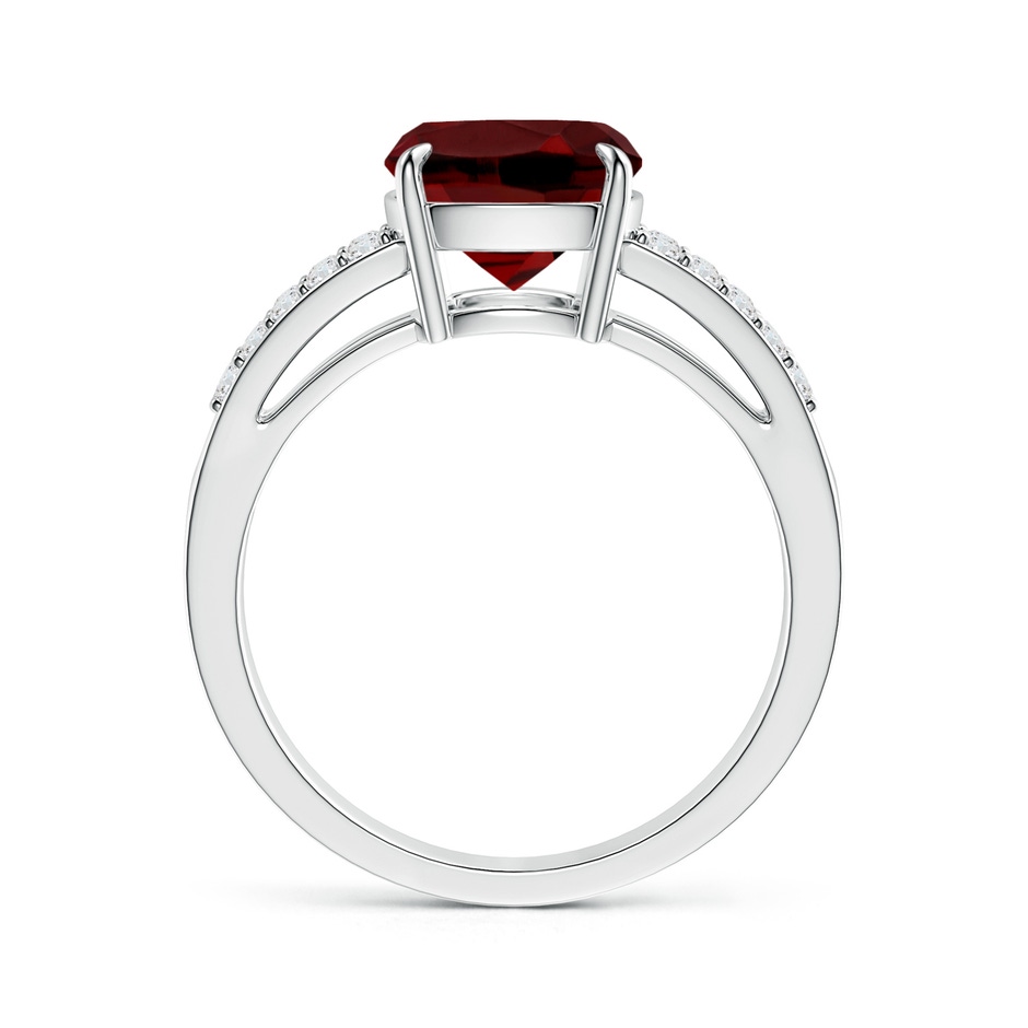 10x8mm AAAA Cushion Garnet Split Shank Ring with Diamond Accents in White Gold product image