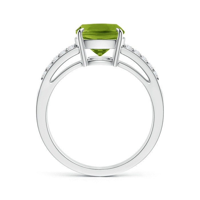 10x8mm AAAA Cushion Peridot Split Shank Ring with Diamond Accents in P950 Platinum product image