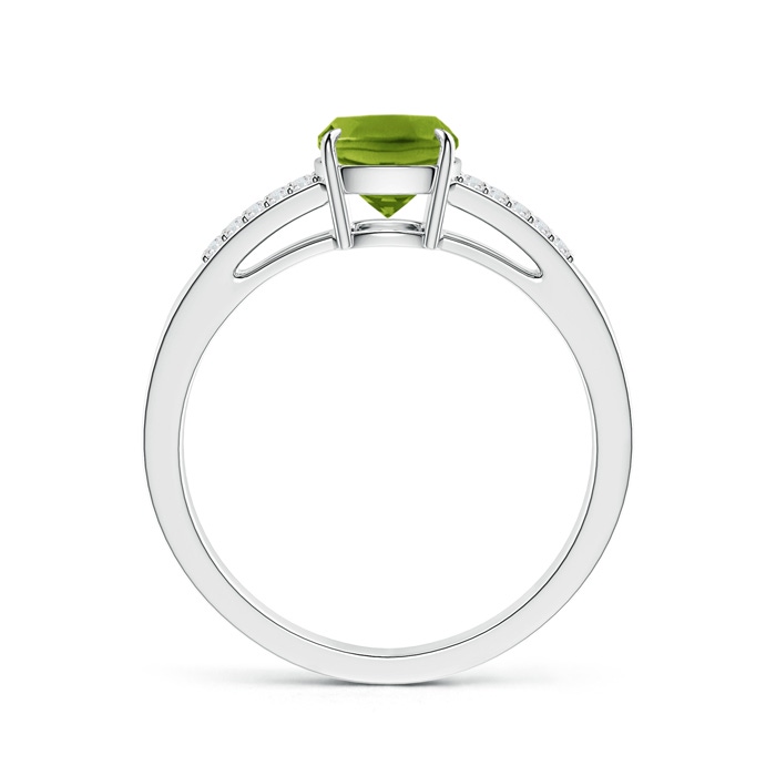 8x6mm AAAA Cushion Peridot Split Shank Ring with Diamond Accents in P950 Platinum Product Image