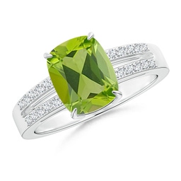 Cushion Rectangular Peridot Side Stones Rings
