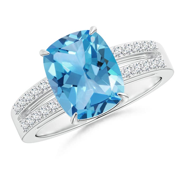 AA - Swiss Blue Topaz / 3.4 CT / 14 KT White Gold