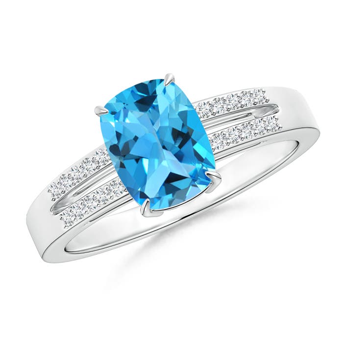 AAA - Swiss Blue Topaz / 1.72 CT / 14 KT White Gold