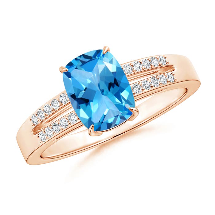 AAAA - Swiss Blue Topaz / 1.72 CT / 14 KT Rose Gold