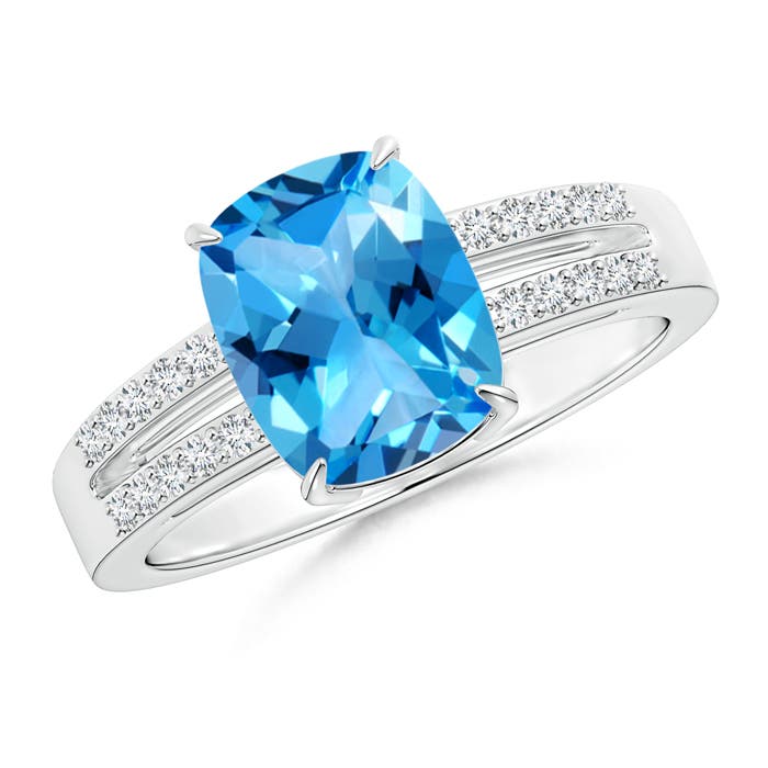 AAAA - Swiss Blue Topaz / 2.36 CT / 14 KT White Gold