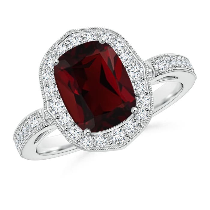 AA - Garnet / 3.29 CT / 14 KT White Gold