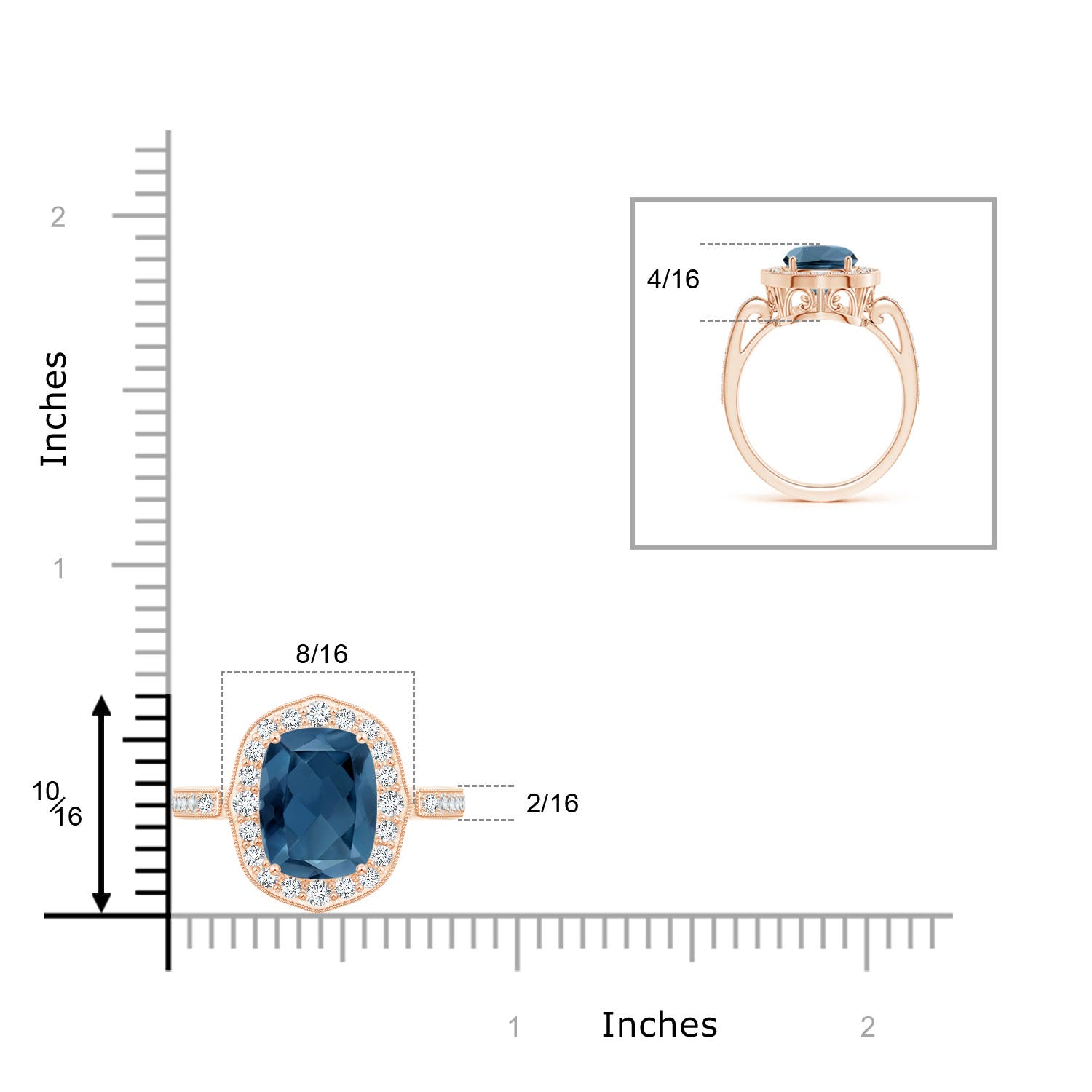 A - London Blue Topaz / 3.68 CT / 14 KT Rose Gold