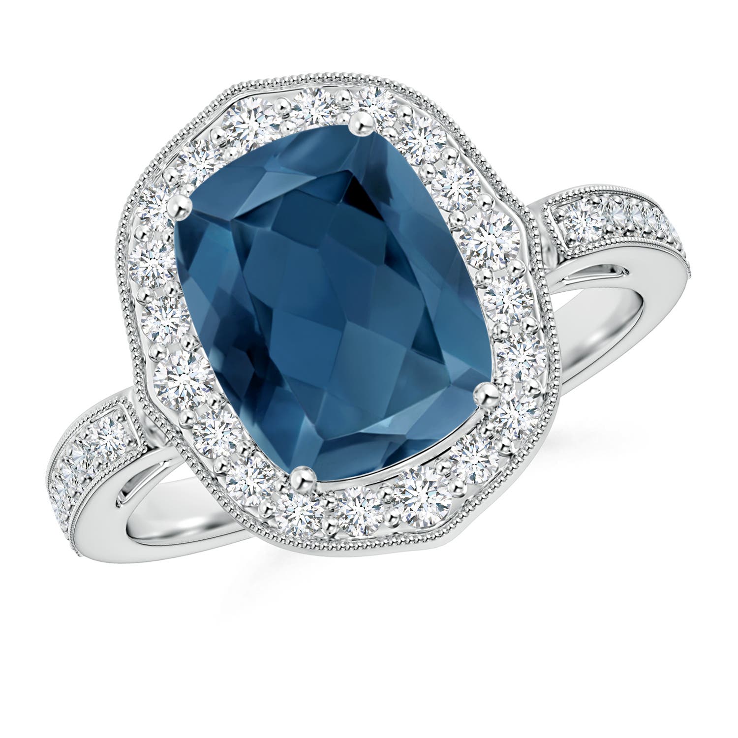 A - London Blue Topaz / 3.68 CT / 14 KT White Gold