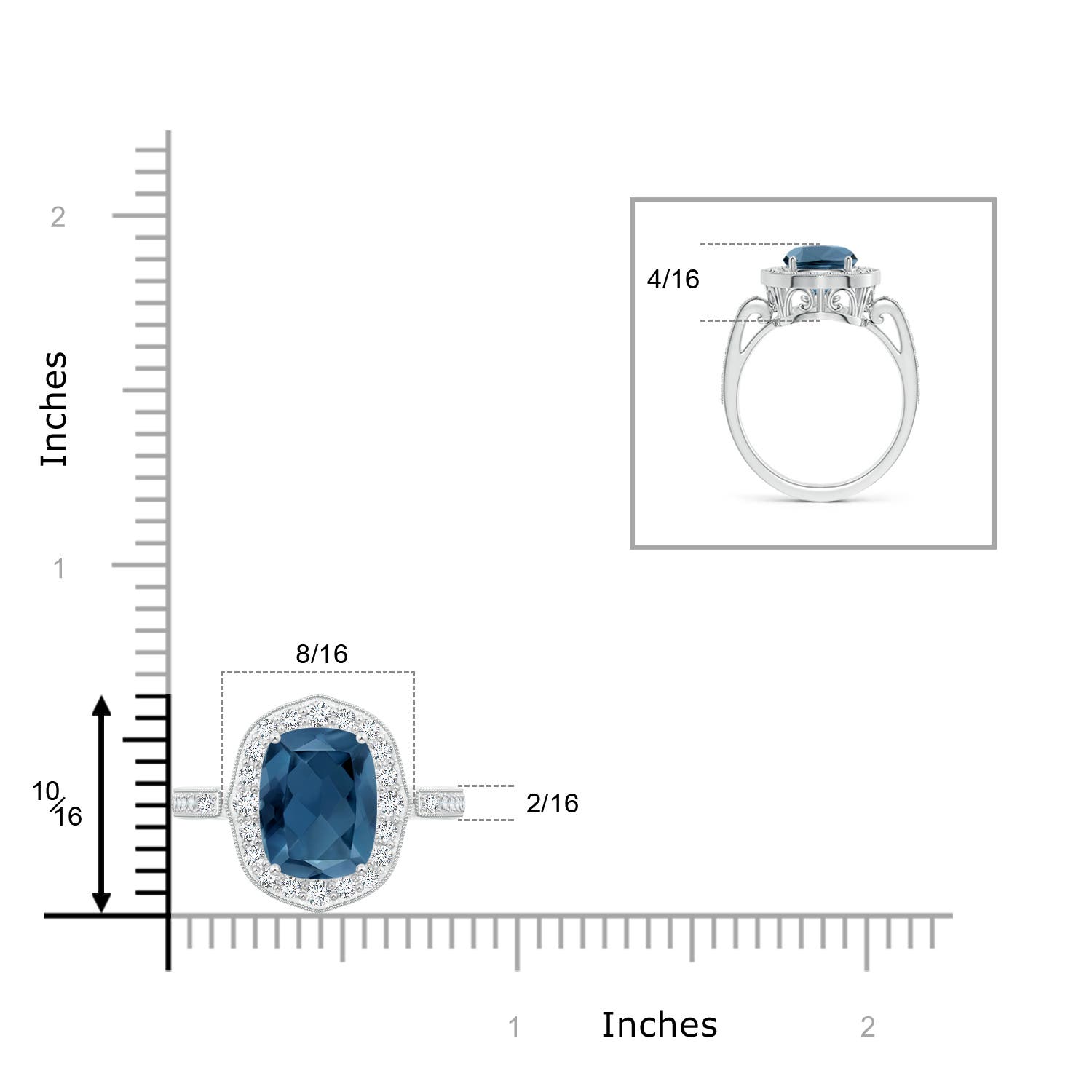 A - London Blue Topaz / 3.68 CT / 14 KT White Gold