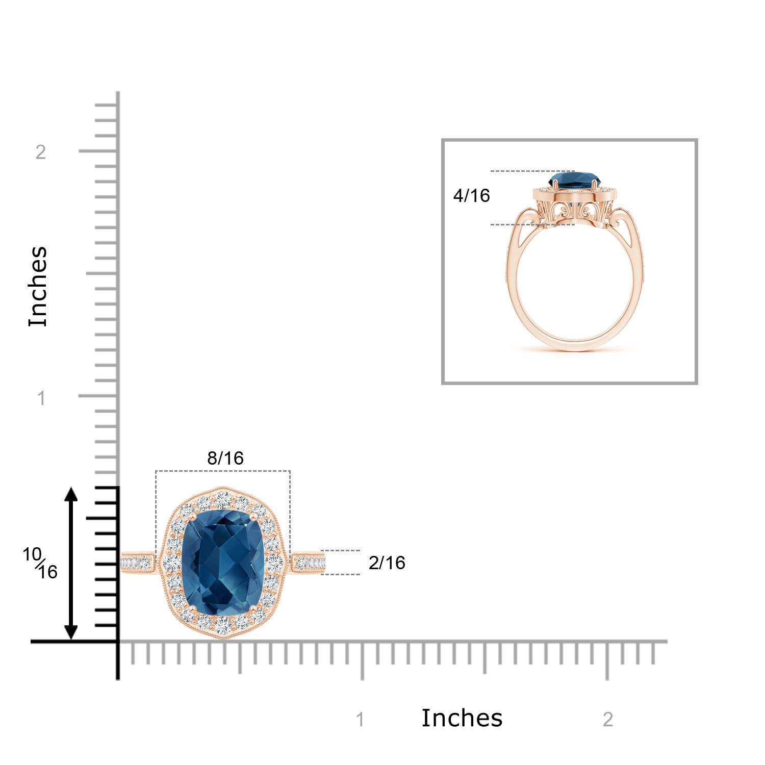 AA - London Blue Topaz / 3.68 CT / 14 KT Rose Gold