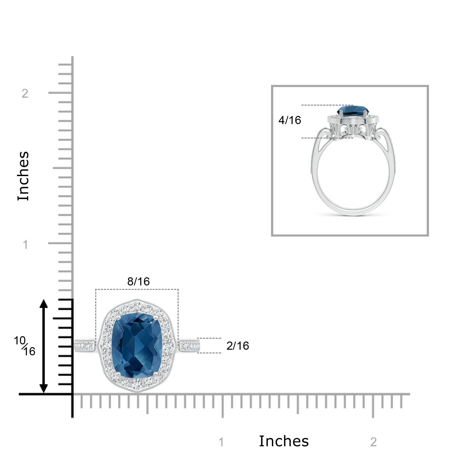 AA - London Blue Topaz / 3.68 CT / 14 KT White Gold