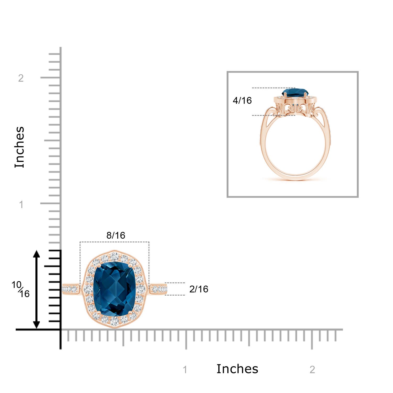 AAA - London Blue Topaz / 3.68 CT / 14 KT Rose Gold