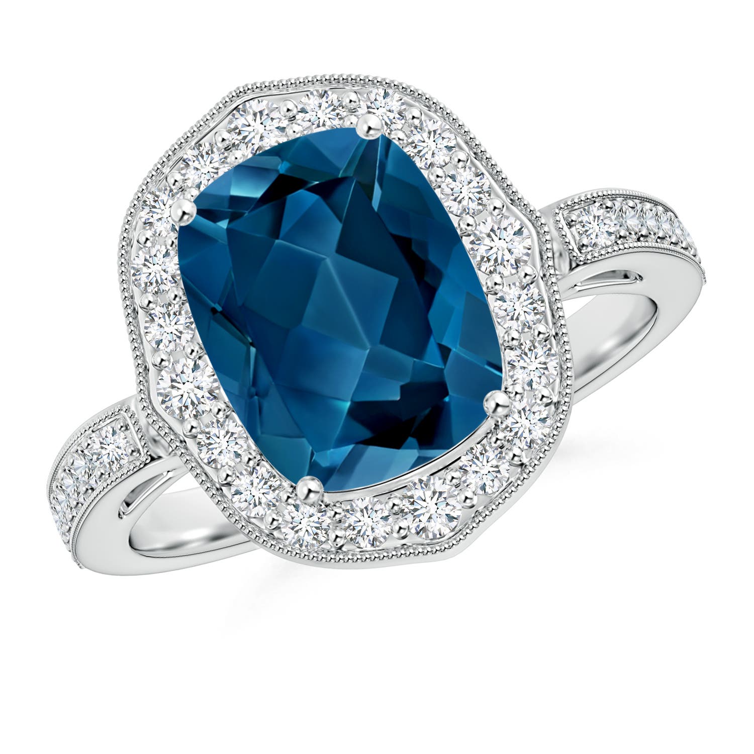 AAA - London Blue Topaz / 3.68 CT / 14 KT White Gold