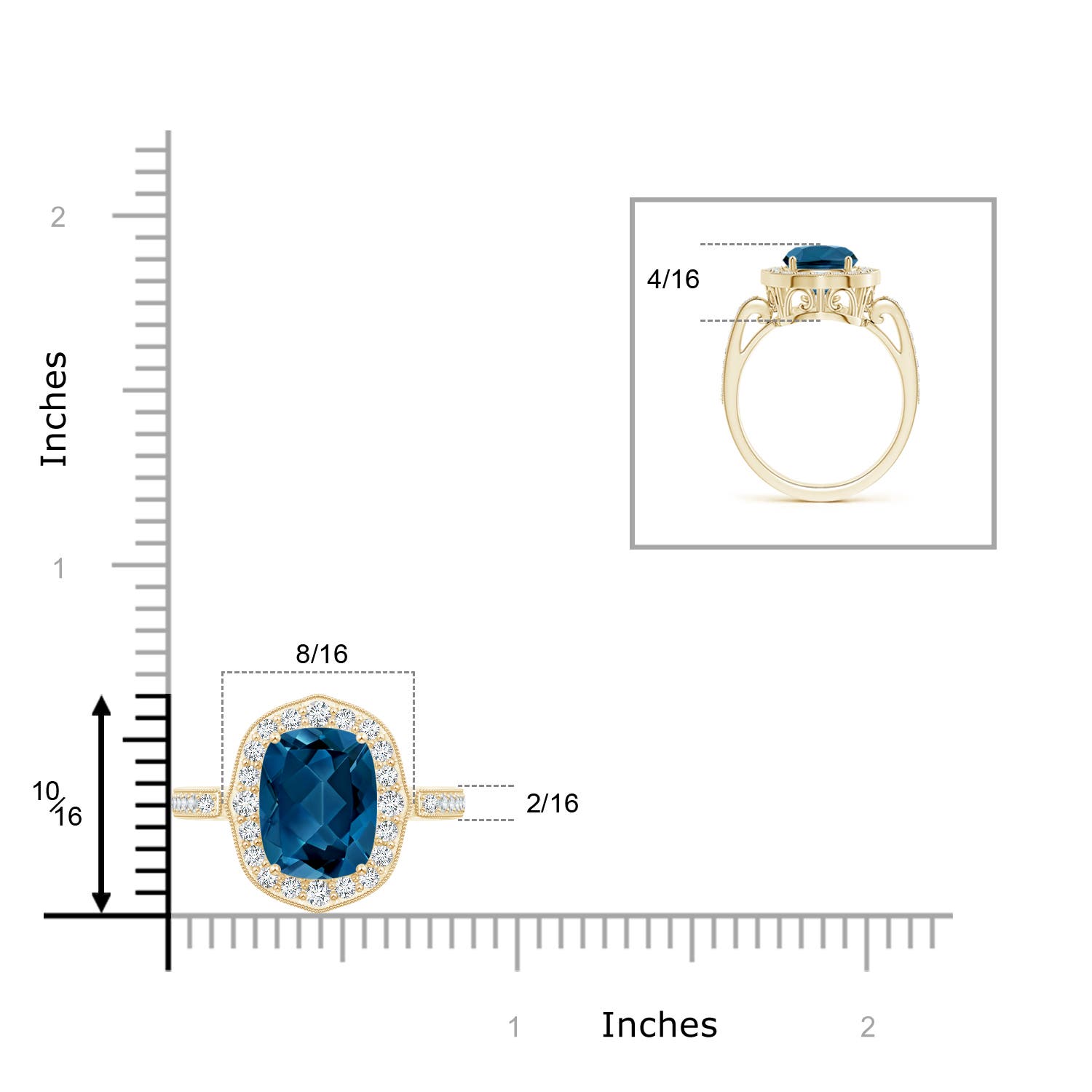 AAA - London Blue Topaz / 3.68 CT / 14 KT Yellow Gold