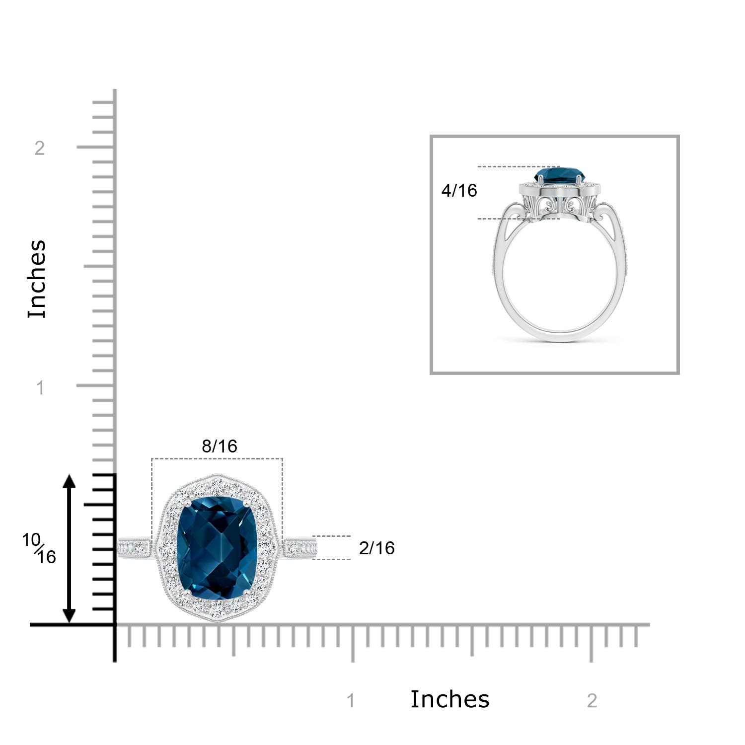 AAAA - London Blue Topaz / 3.68 CT / 14 KT White Gold