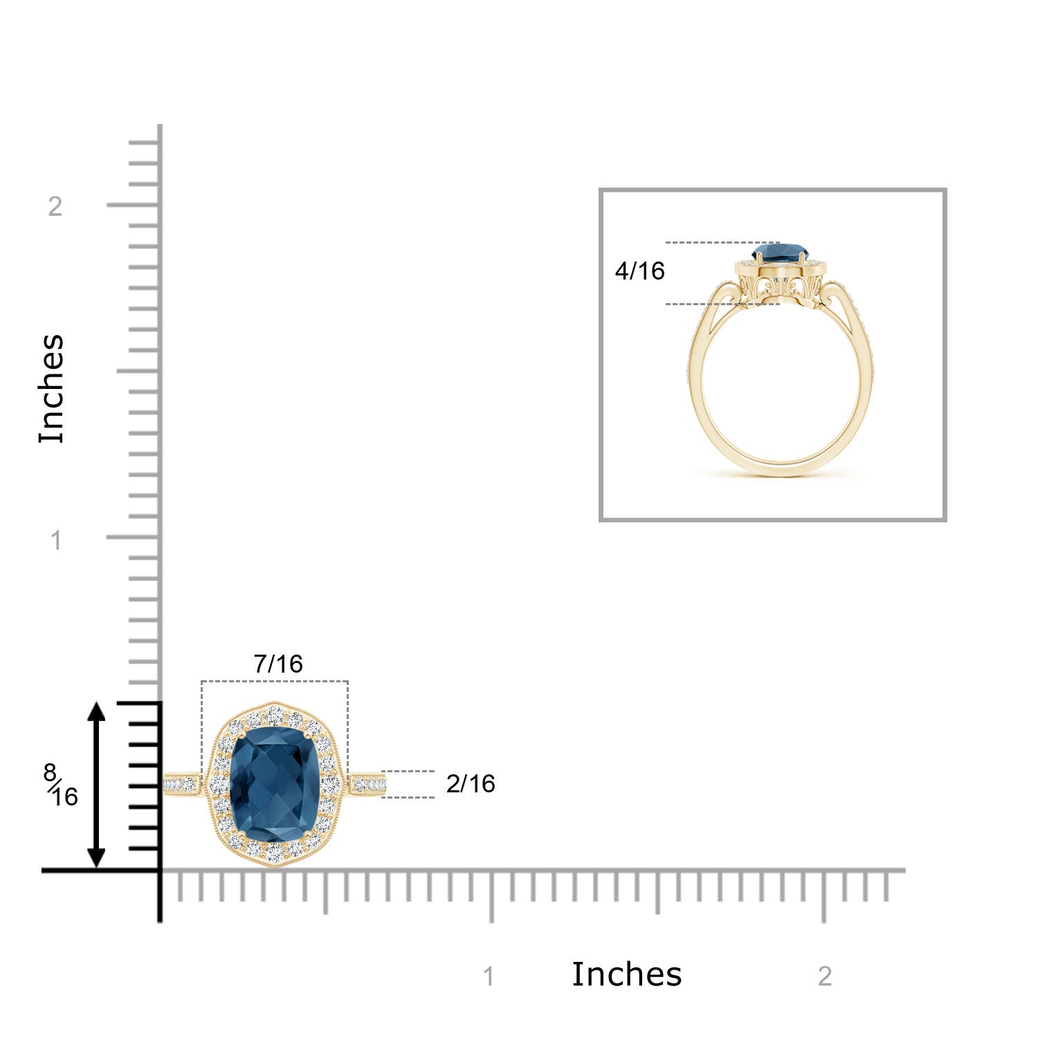 A - London Blue Topaz / 1.92 CT / 14 KT Yellow Gold