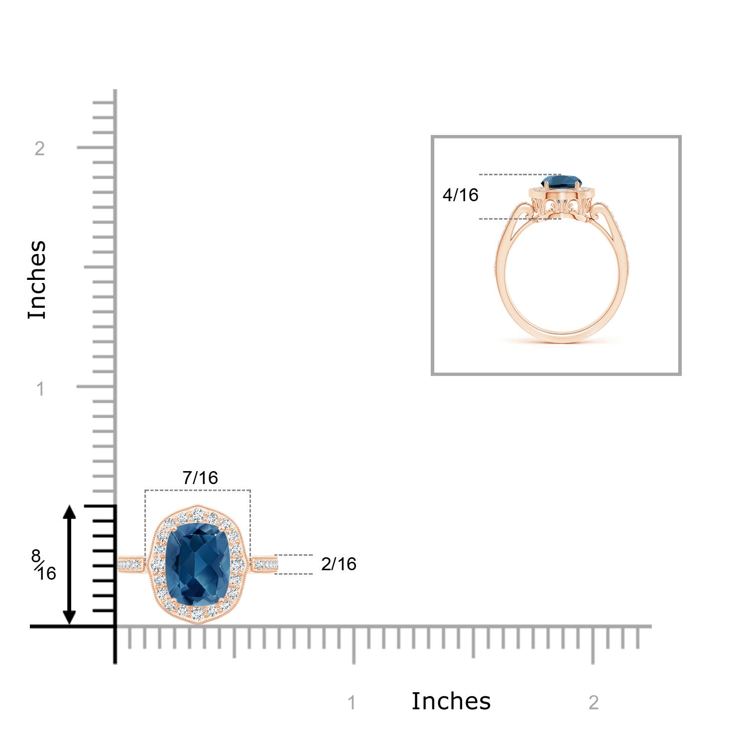 AA - London Blue Topaz / 1.92 CT / 14 KT Rose Gold