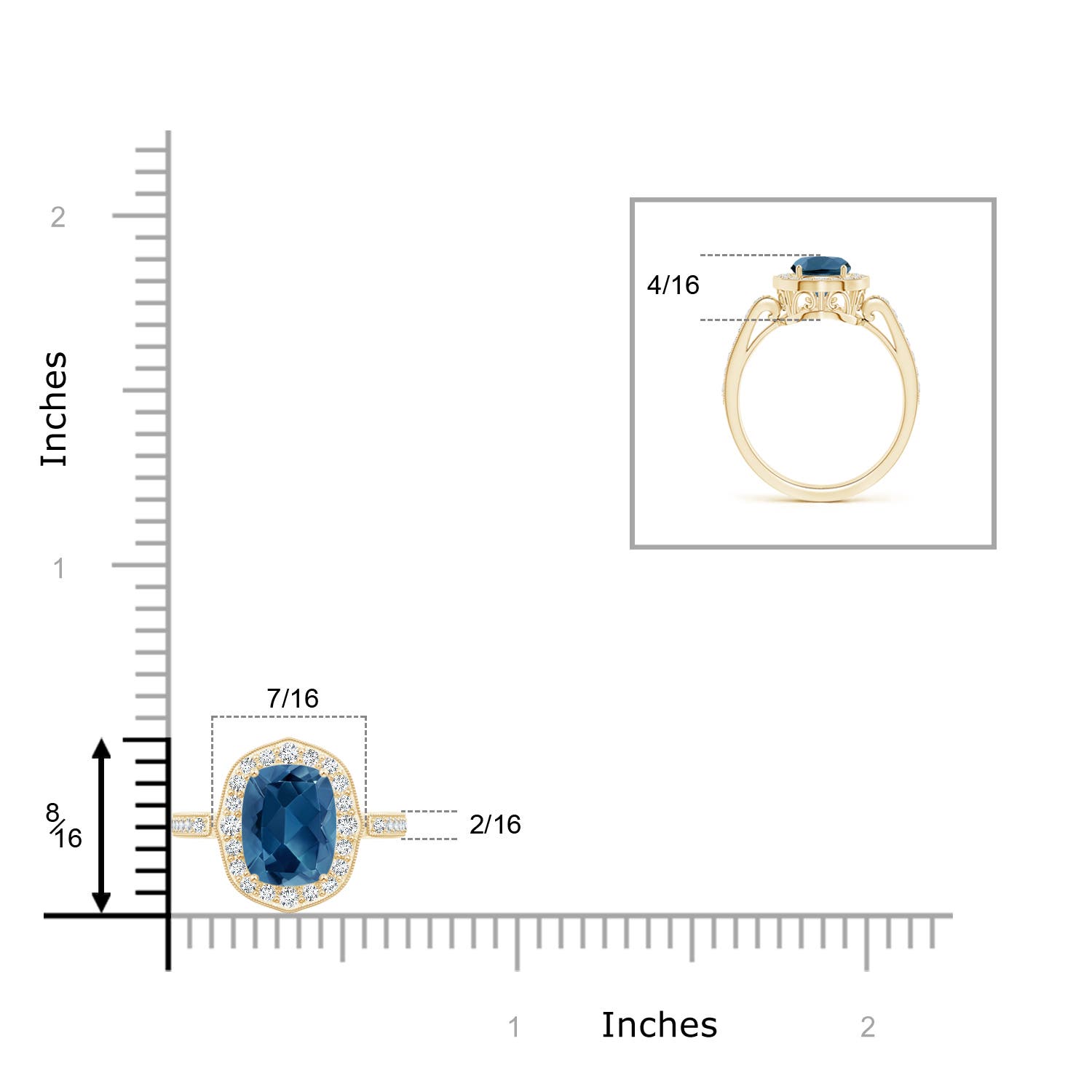 AA - London Blue Topaz / 1.92 CT / 14 KT Yellow Gold