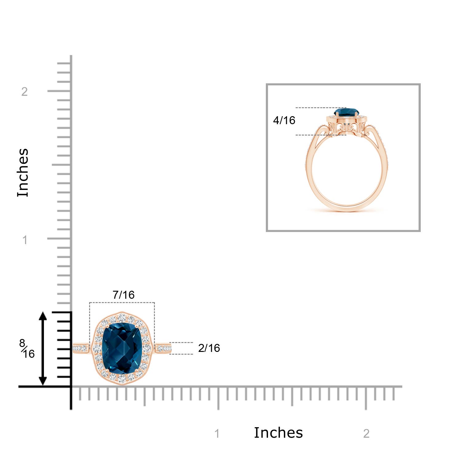 AAAA - London Blue Topaz / 1.92 CT / 14 KT Rose Gold