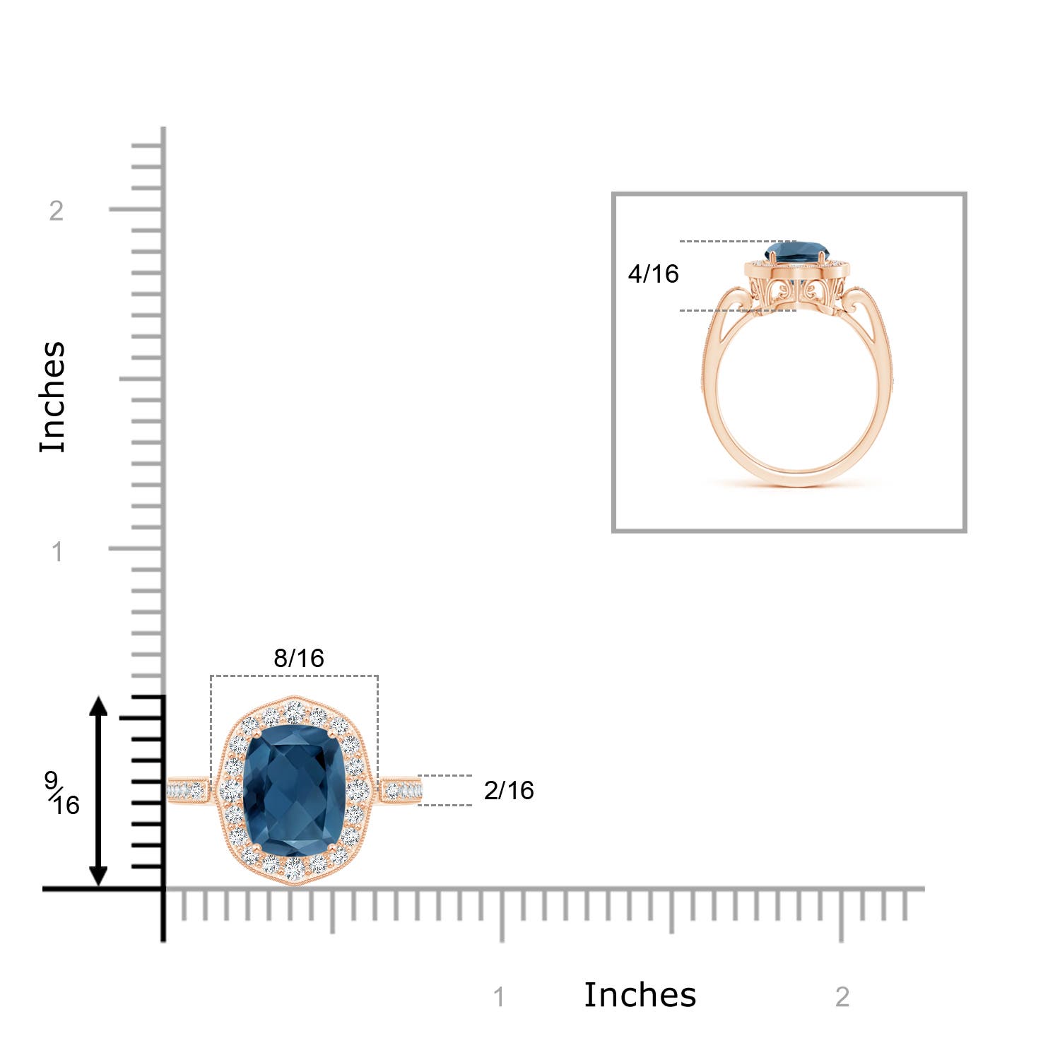 A - London Blue Topaz / 2.59 CT / 14 KT Rose Gold