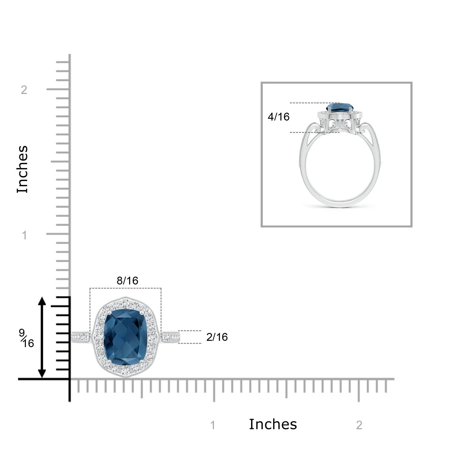 A - London Blue Topaz / 2.59 CT / 14 KT White Gold