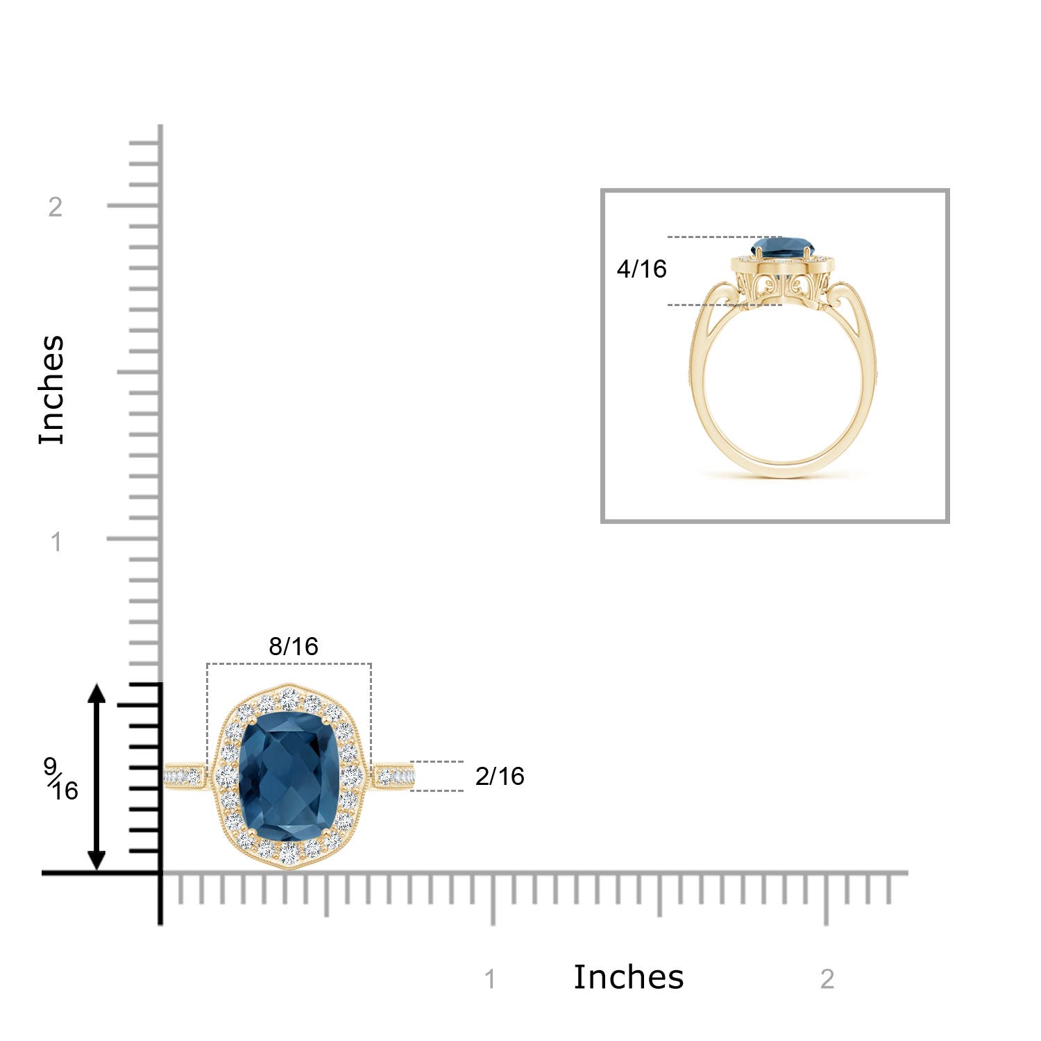 A - London Blue Topaz / 2.59 CT / 14 KT Yellow Gold